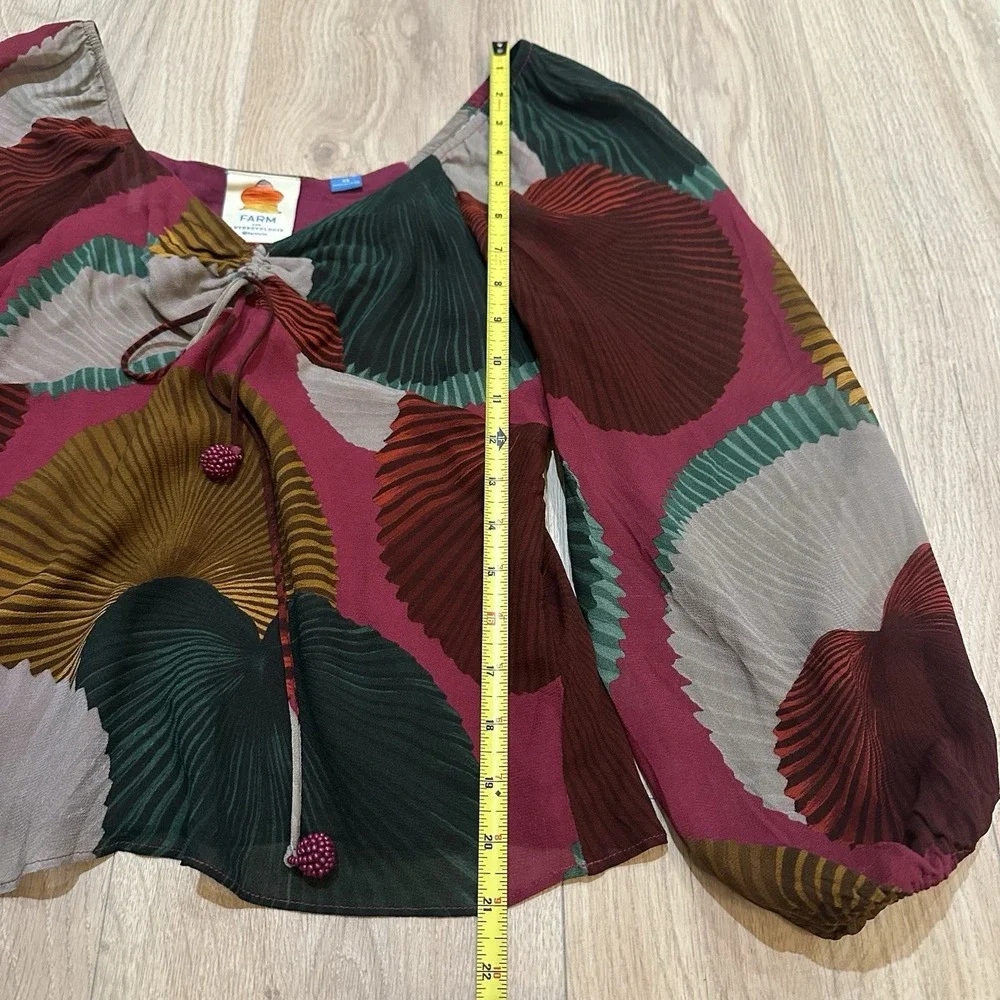 Farm Rio Katalina‎ Long Sleeve Blouse Abstract Print Anthropologie XS $158 Boho